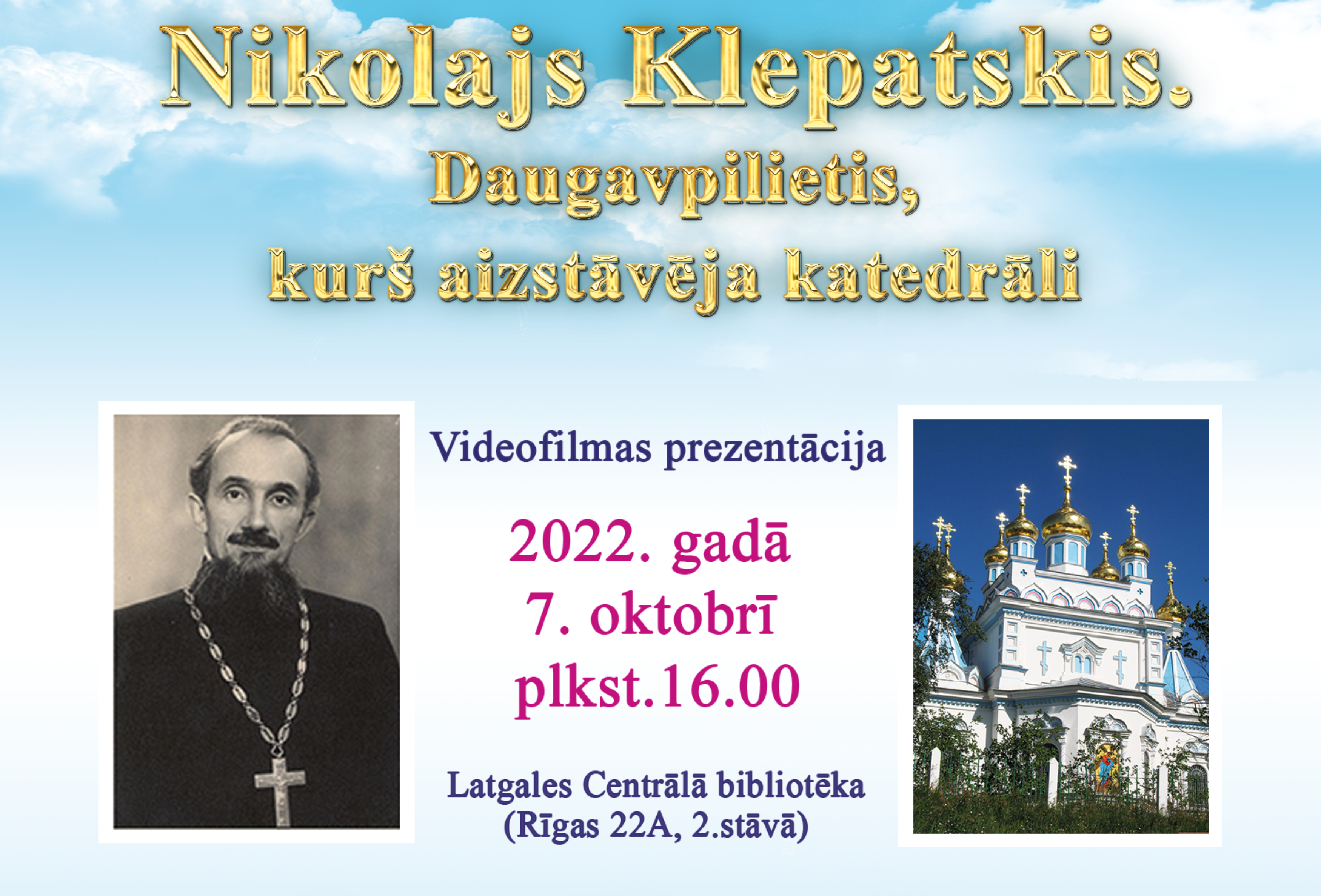 Krievu kultūras centrs prezentē videofilmu par priesteri Nikolaju Klepatski